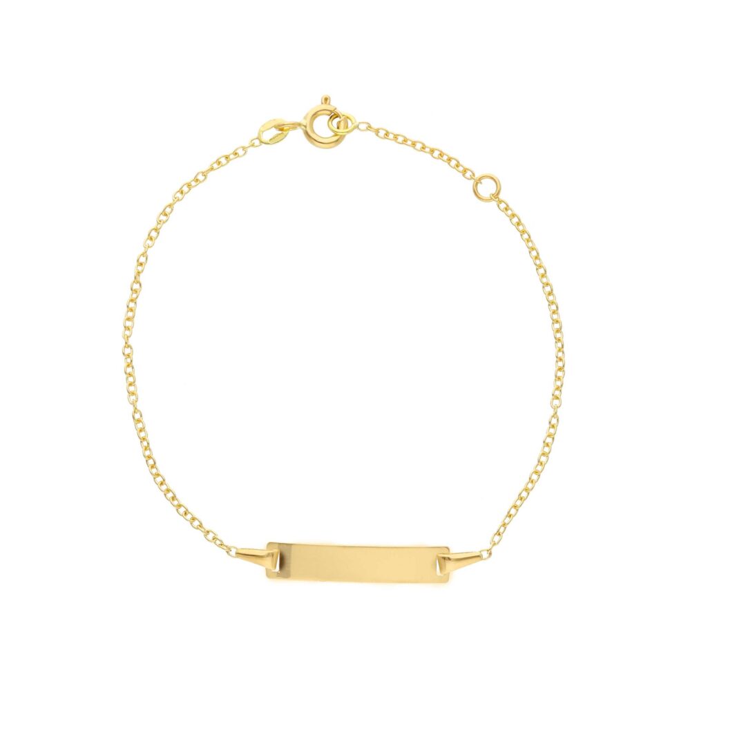 Bracciale Neonato in Oro Giallo 750 a Maglia Rolo’con Piastrina