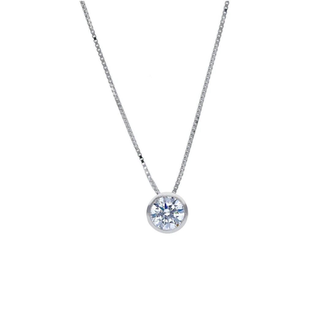 Girocollo Donna Oro Bianco 750 con Punto Luce Modello Cipollina