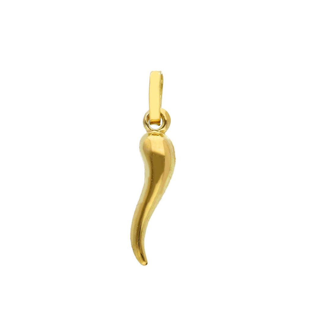 Ciondolo Cornetto Portafortuna Medio In Oro Giallo 750