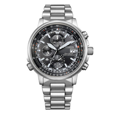 Citizen Uomo Radiocontrollato Ecodrive Crono Pilot Acciaio AT8300-58E