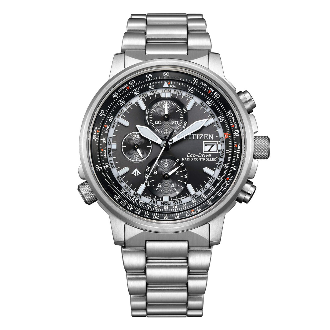 Citizen Uomo Radiocontrollato Ecodrive Crono Pilot Acciaio AT8300-58E
