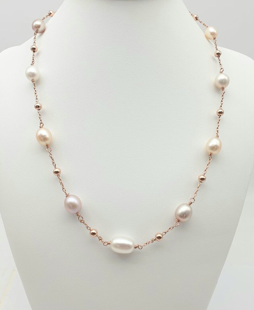 Collana In Argento Rosa Con Perle Multicolor - immagine 4