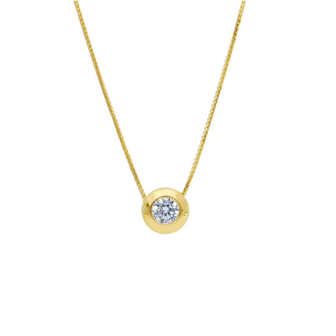 Girocollo Donna Oro Giallo 750 con Punto Luce con Zircone modello a Cipollina 6 mm