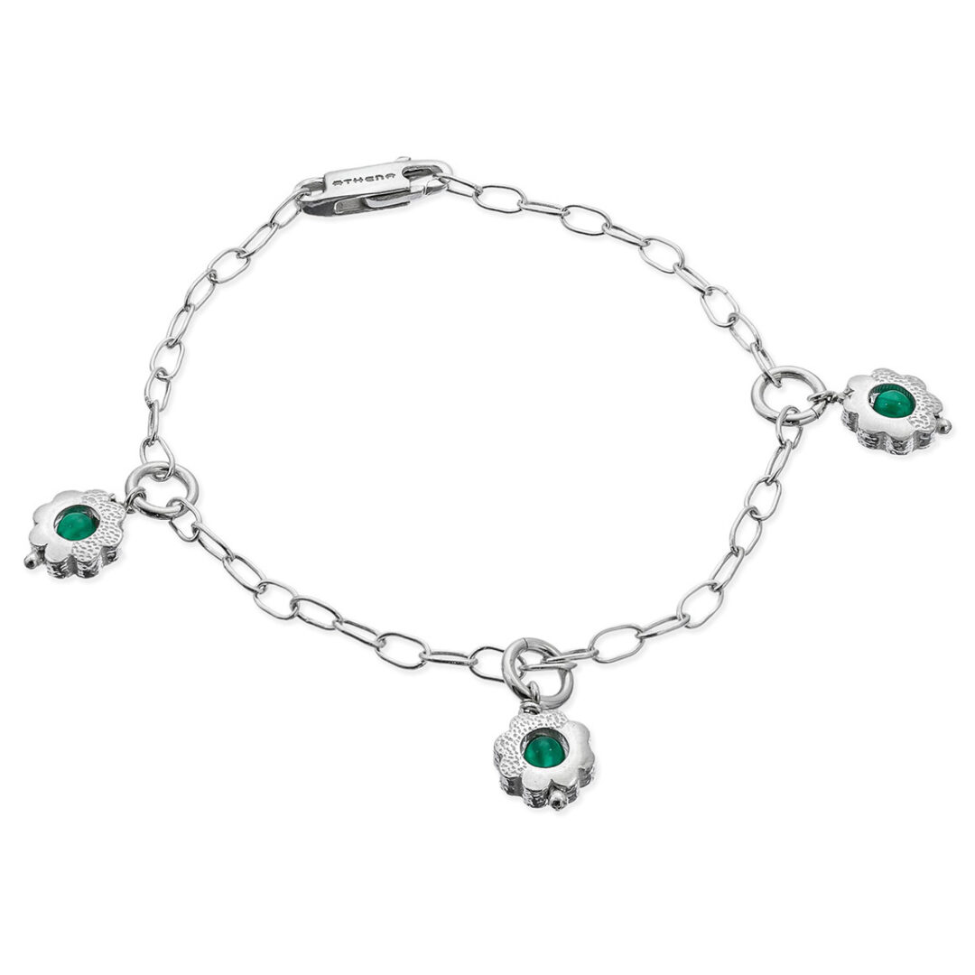 Bracciale Simboli in Argento Naturale Athena con Fiorellini