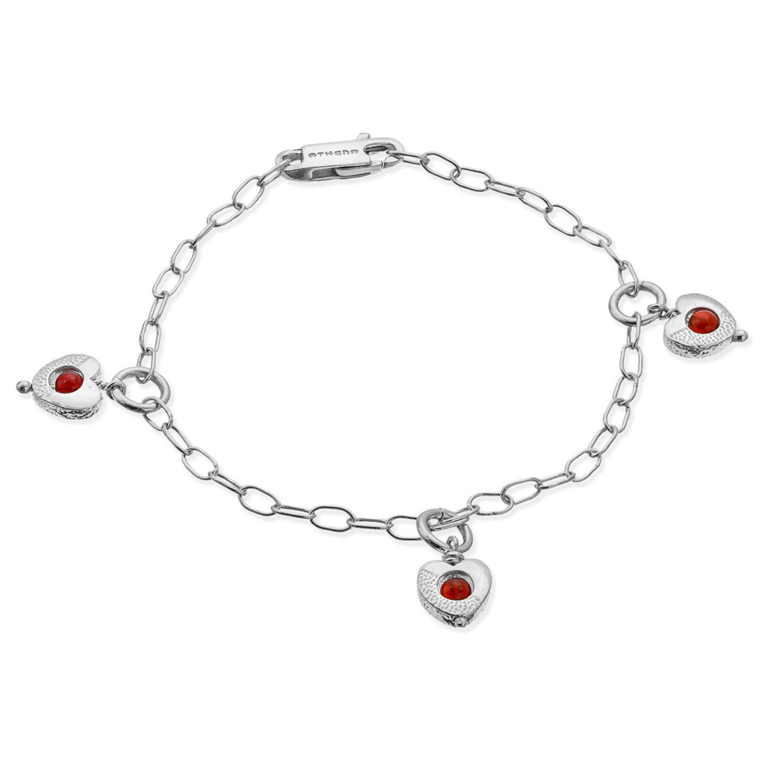 Bracciale Simboli in Argento Naturale Athena con Cuoricini