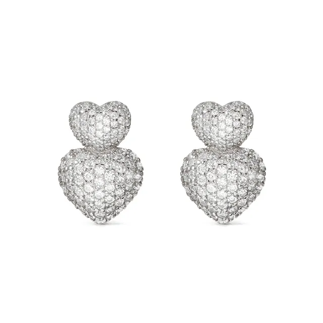 Orecchini Nomination in Argento Lifepoetry con due Cuori Bombati 242708/004