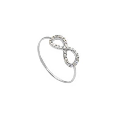 Anello Infinito In Oro 750 Bianco Con Zirconi Bianchi
