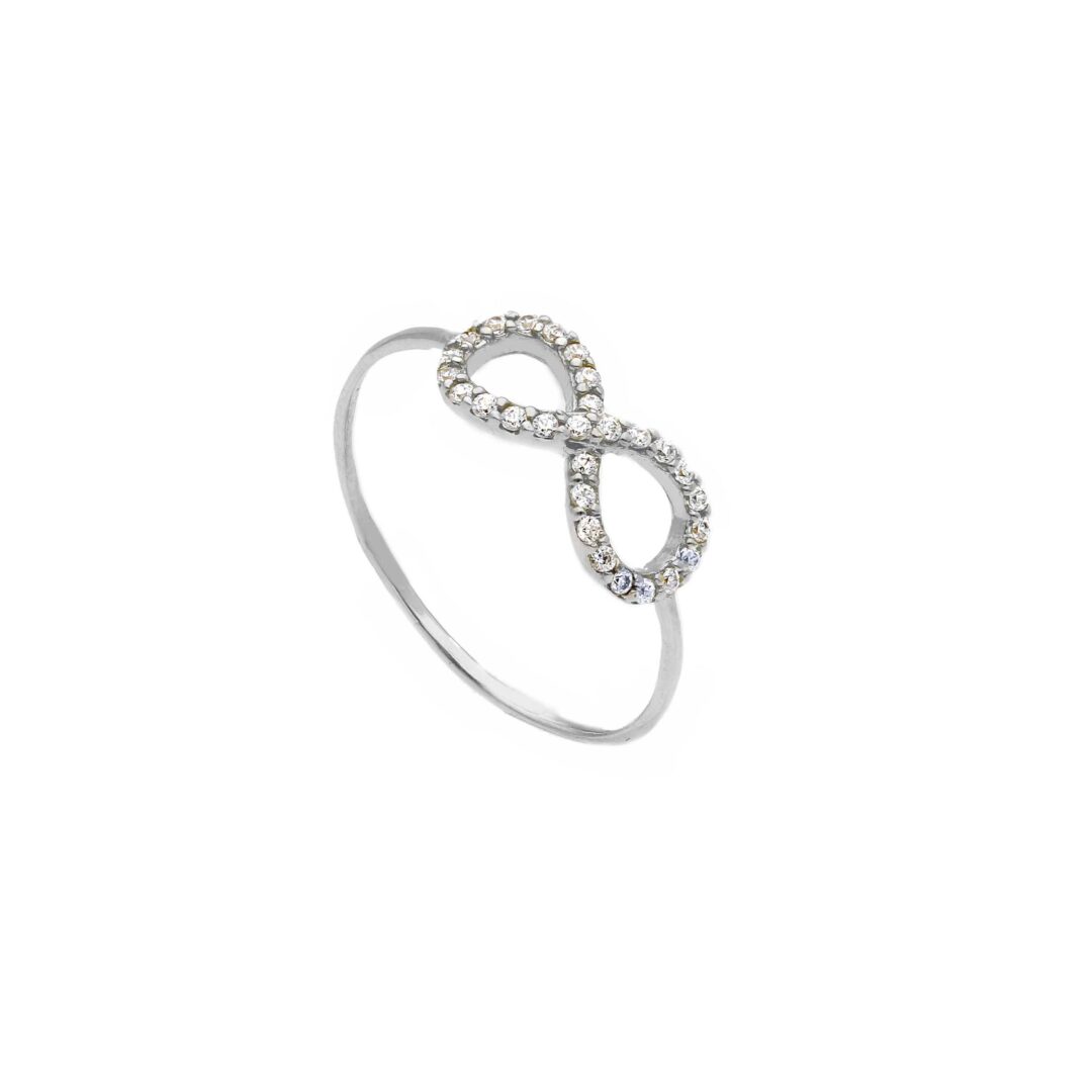 Anello Infinito In Oro 750 Bianco Con Zirconi Bianchi