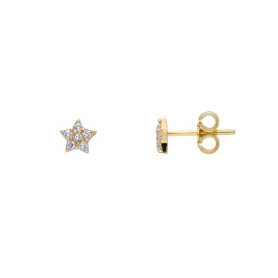 Orecchini Bambina Stella Oro Giallo 750 con Zirconi