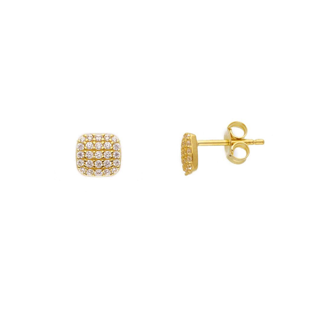 Orecchini Donna Oro Giallo 750 Quadratino con Zirconi