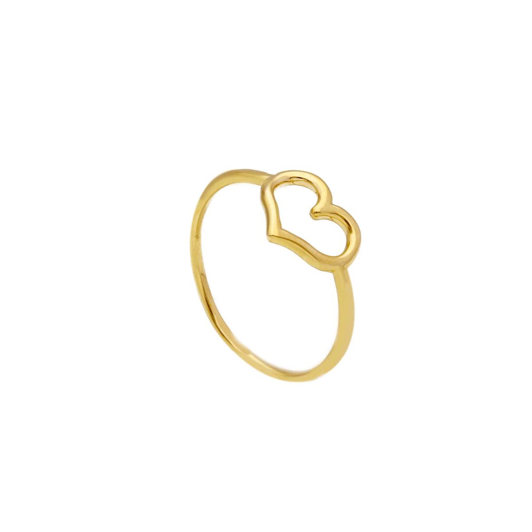 Anello In Oro Giallo 750 con Cuore Traforato