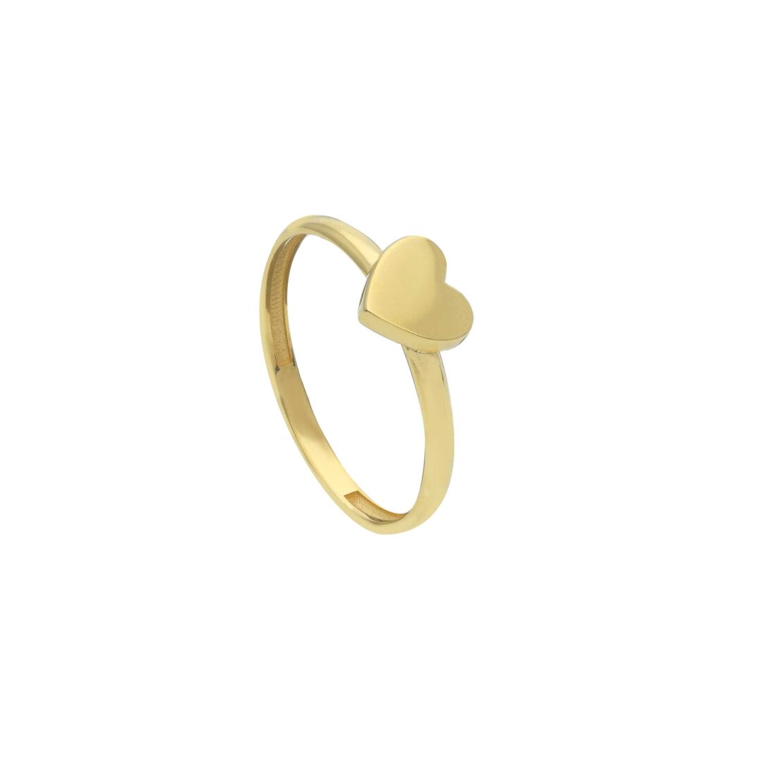 Anello In Oro Giallo 750 con Cuore Piatto