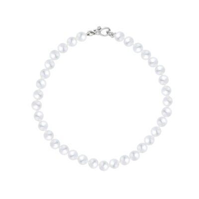 Bracciale Con Perle Bianche Fresh Water mm 4-4,5 e Oro Bianco 750