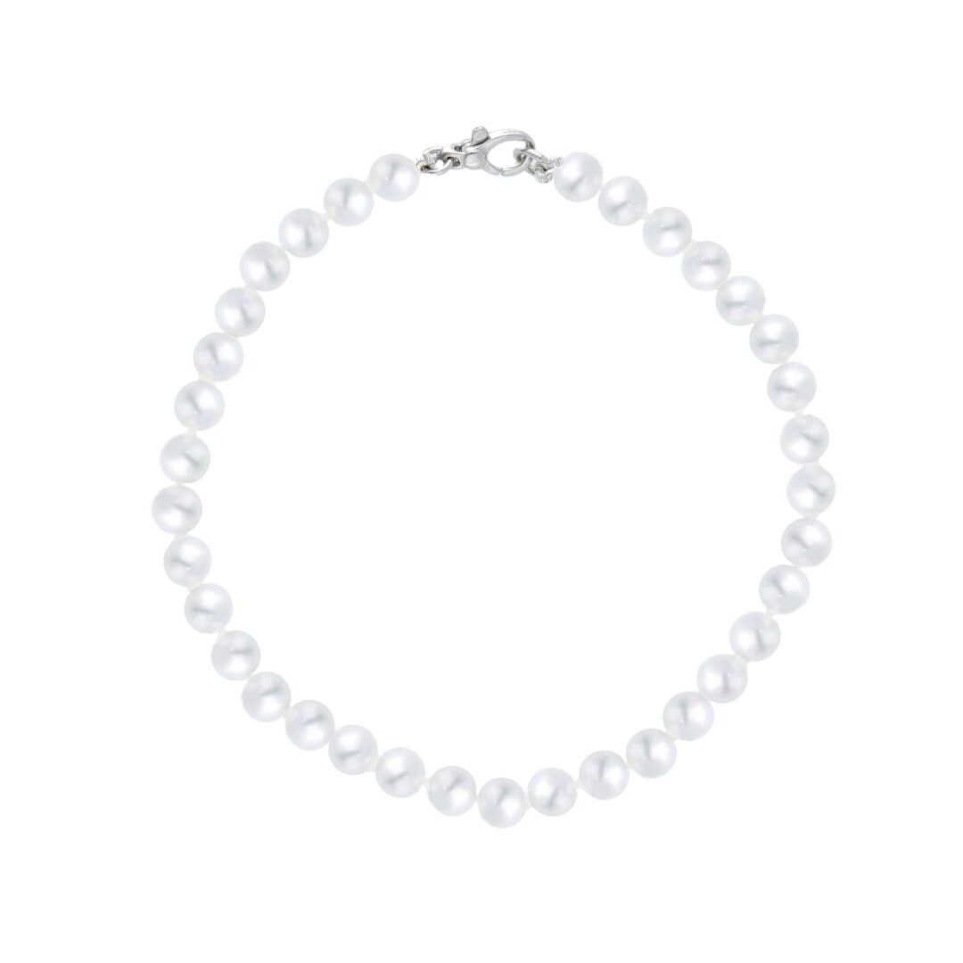 Bracciale Con Perle Bianche Fresh Water mm 4-4,5 e Oro Bianco 750