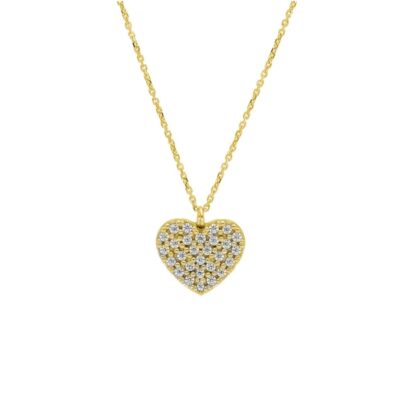 Girocollo Donna Oro Giallo 750 con Ciondolo Cuore di Zirconi