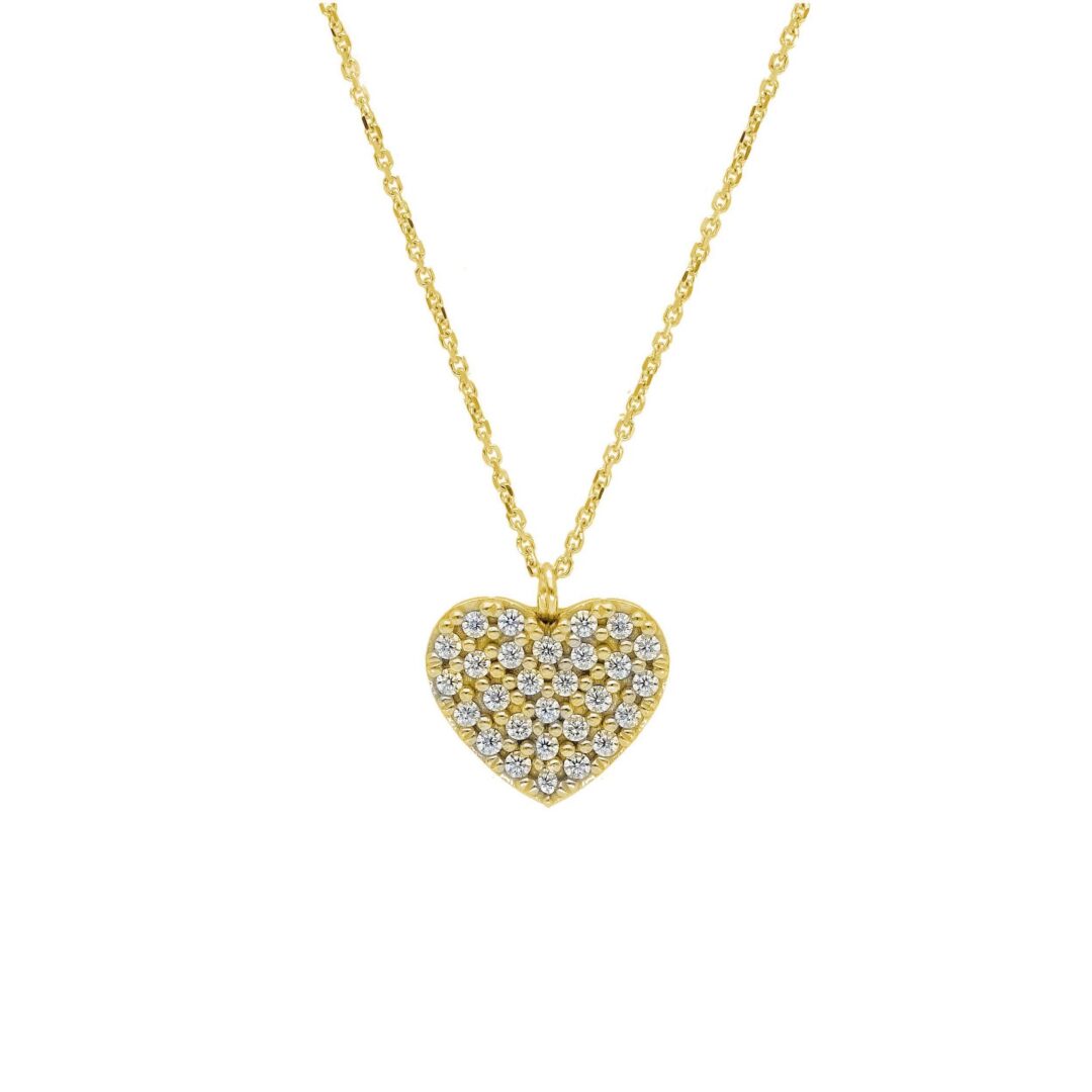 Girocollo Donna Oro Giallo 750 con Ciondolo Cuore di Zirconi