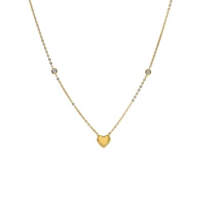 Girocollo Donna Oro Giallo 750 con Cuoricino centrale e Zirconi